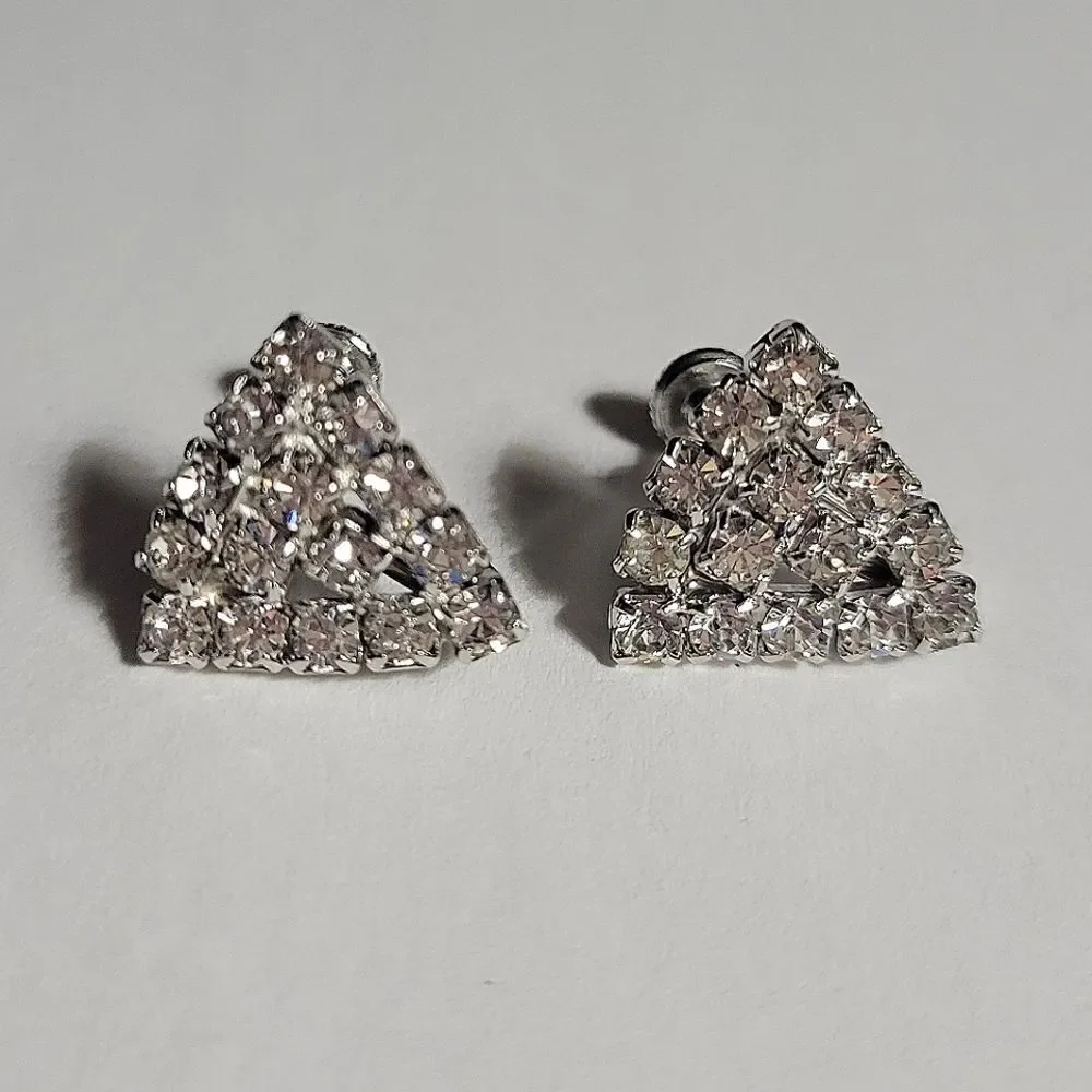 Vintage Rhinestone Hollywood Screw Back Earrings